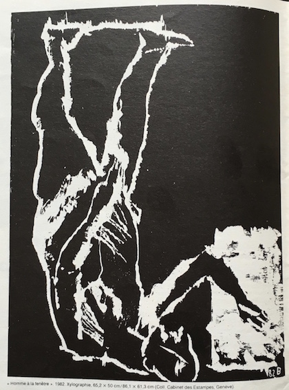 1982. Homme à la fenêtre. Baselitz Xylographie 1982 (cabinet des estampes Genève). Art Press Avril 1985. . IMG_4449_1024 1982. Homme à la fenêtre. Baselitz Xylographie 1982 (cabinet des estampes Genève). Art Press Avril 1985. . IMG_4449_1024